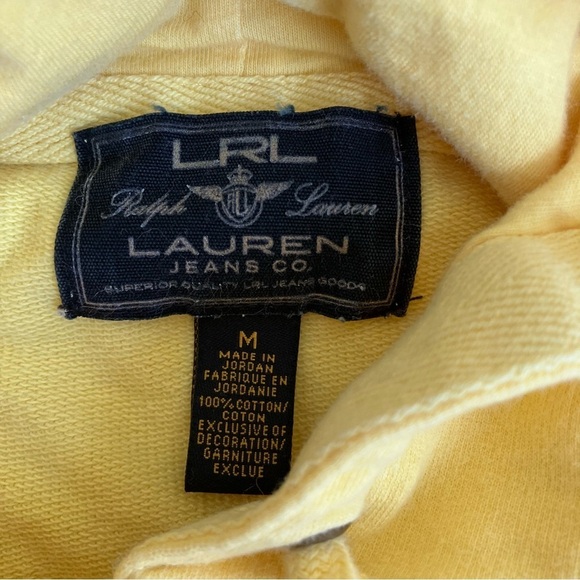 Lauren Ralph Lauren Yellow Cotton Button Front Hooded Jacket Y2K Sweatshirt M - Picture 15 of 16